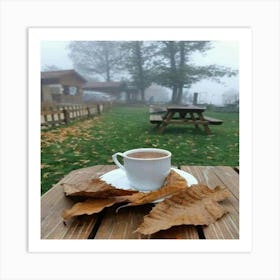 Autumn Leaves On A Table Art Print