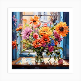 Flowers In Windowsill Art Print