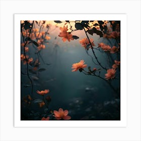 Sunset Flowers 1 Art Print