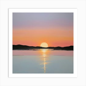 Sunset Over The Water Paintings Art Print Art Print