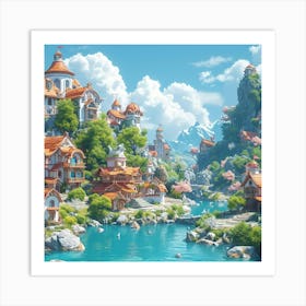 Fantasy Village Art Print