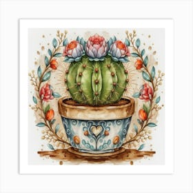 Cactus In A Pot 5 Art Print