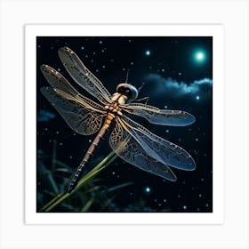 Dragonfly In The Nght Sky Art Print