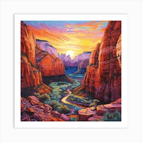 Sunset In Zion 15 Art Print