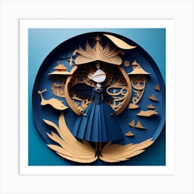 Paper art navy 07 Art Print