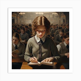 Girl In A Classroom Art Print