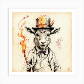 Goat With A Torch Art Print