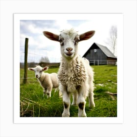 Grass Rural Green Goat Farm White Nature Field Mammal Milk Farming Farm Animal Domestic (2) 1 Art Print