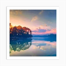 Sunrise Over The Lake Art Print