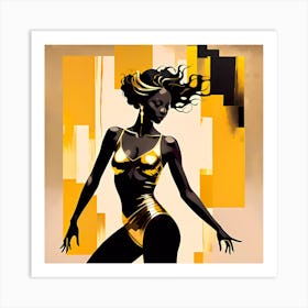 Model On Gold And Black Art Print