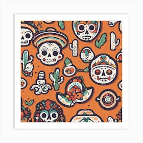 Mexican Logo Design Targeted To Tourism Business Sticker 2d Cute Fantasy Dreamy Vector Illustra (15) Art Print