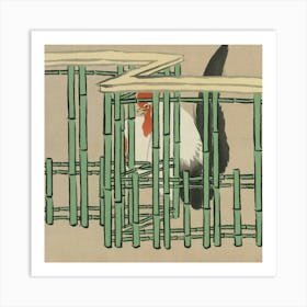 Rooster In Bamboo Cage Art Print