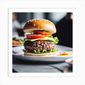 Hamburger On A Plate 32 Art Print