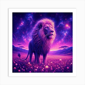 Lion In The Field Art Print