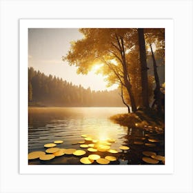 Golden Lily Pond Art Print