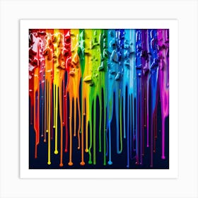 Rainbow Paint Drips Art Print