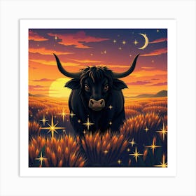 Bull In The Field 8 Art Print