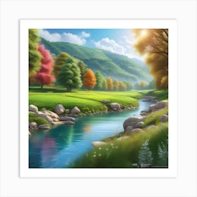 River In The Forest 76 Art Print