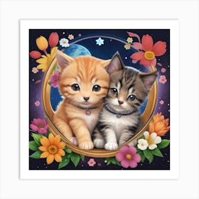 Two Kittens In A Circle Art Print