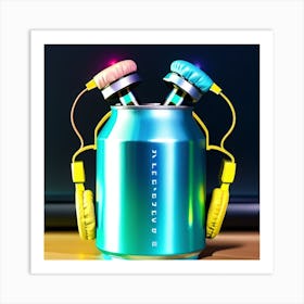 Headphones In A Can Art Print