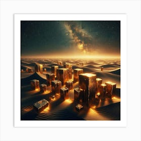 Golden City In The Desert Art Print