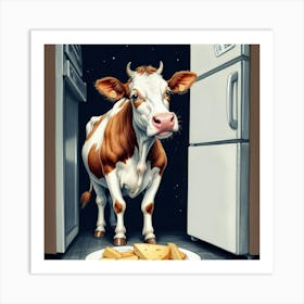 Cow In The Kitchen 1 Art Print