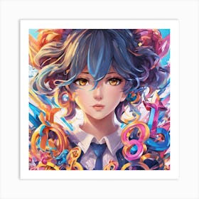 Girl With Colorful Hair Art Print