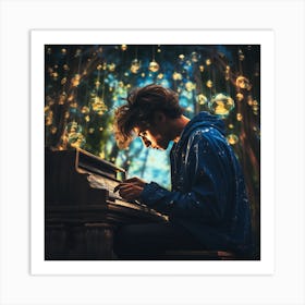 Young Man Playing The Piano Art Print