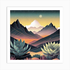 Firefly Beautiful Succulent Landscape With A Cinematic Mountain View Of A Dramatic Sunrise 43410 (3) Art Print