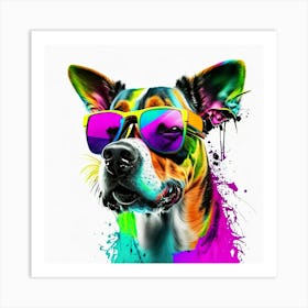 Colourful Dog Sunglasses (10) Art Print