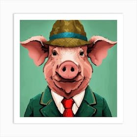 Mr Farmer Pig Art Print