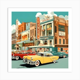 Classic Cars On The Street Art Print