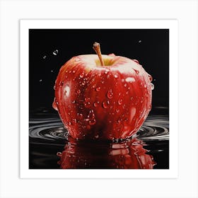 Red Apple In Water Art Print