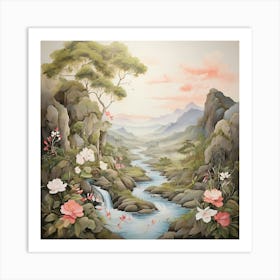 Asian Landscape Painting art print Art Print