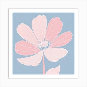 A White And Pink Flower In Minimalist Style Square Composition 733 Art Print