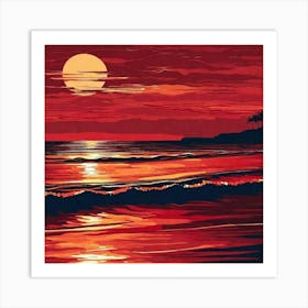 Sunset At The Beach 776 Art Print