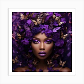 Beautiful African Woman With Butterflies 3 Art Print