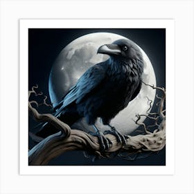 Raven In The Moonlight Art Print