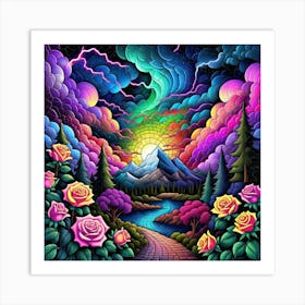 Rainbows And Roses 3 Art Print