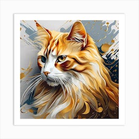 Orange Cat Painting Art Print