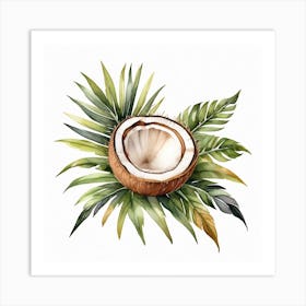 Coconut on Palm leaf 2 Art Print