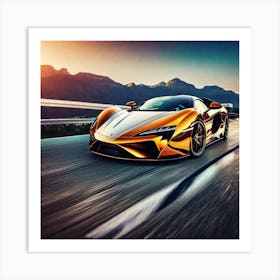 Golden Supercar 6 Art Print