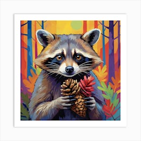 Raccoon In The Forest Art Print