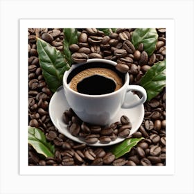 Coffee Cup On Coffee Beans 10 Art Print