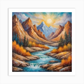 autumn mountain Art Print