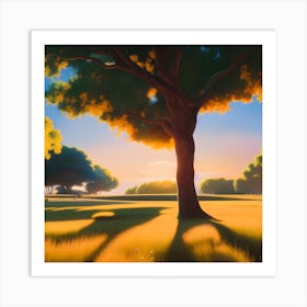 Sunset In A Field Art Print