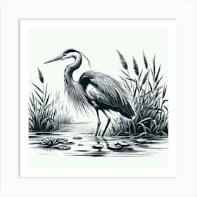 Illustration Heron Art Print