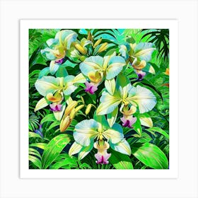 Orchids In The Jungle 5 Art Print