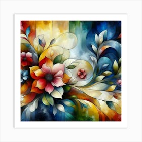 Flowers oil painting abstract painting art 1 Art Print