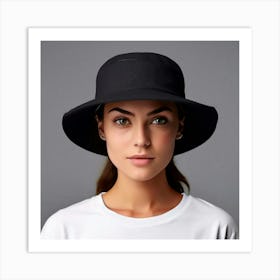 Portrait Of A Woman Wearing A Hat Art Print